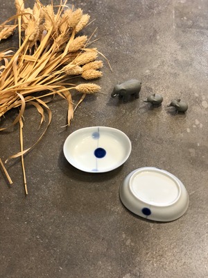楕円小皿　青玉
