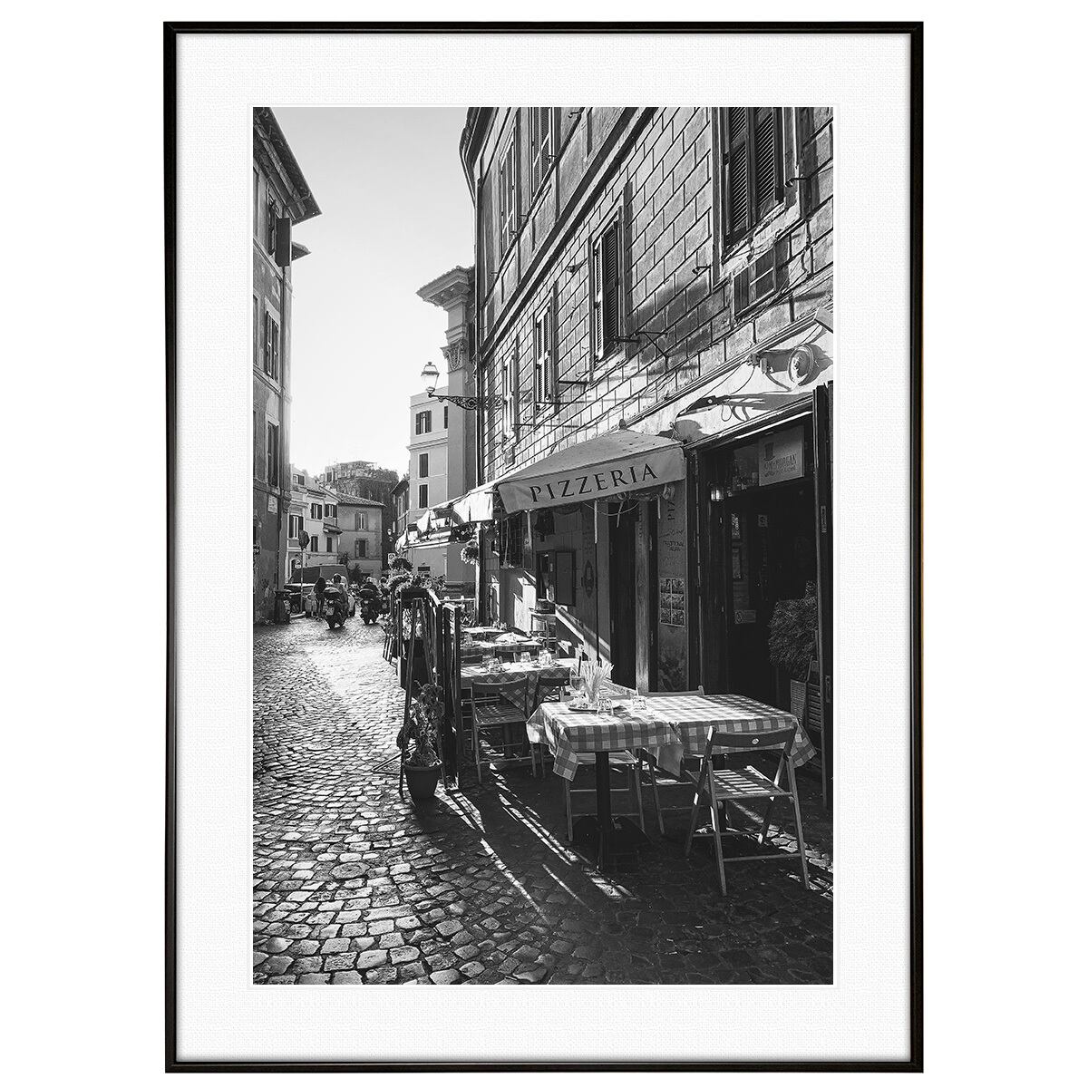 イタリア写真 ローマ トラステヴェレ インテリア モノクロアートポスター額装 AS4122