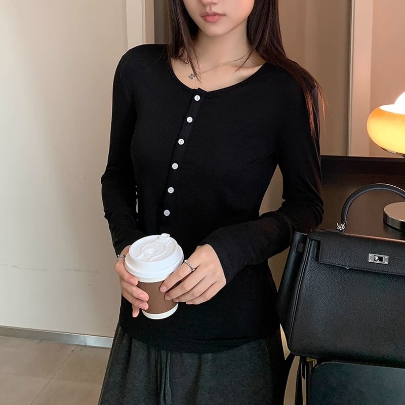 ヘンリーネック 長袖 Tシャツ 4color ATO0016