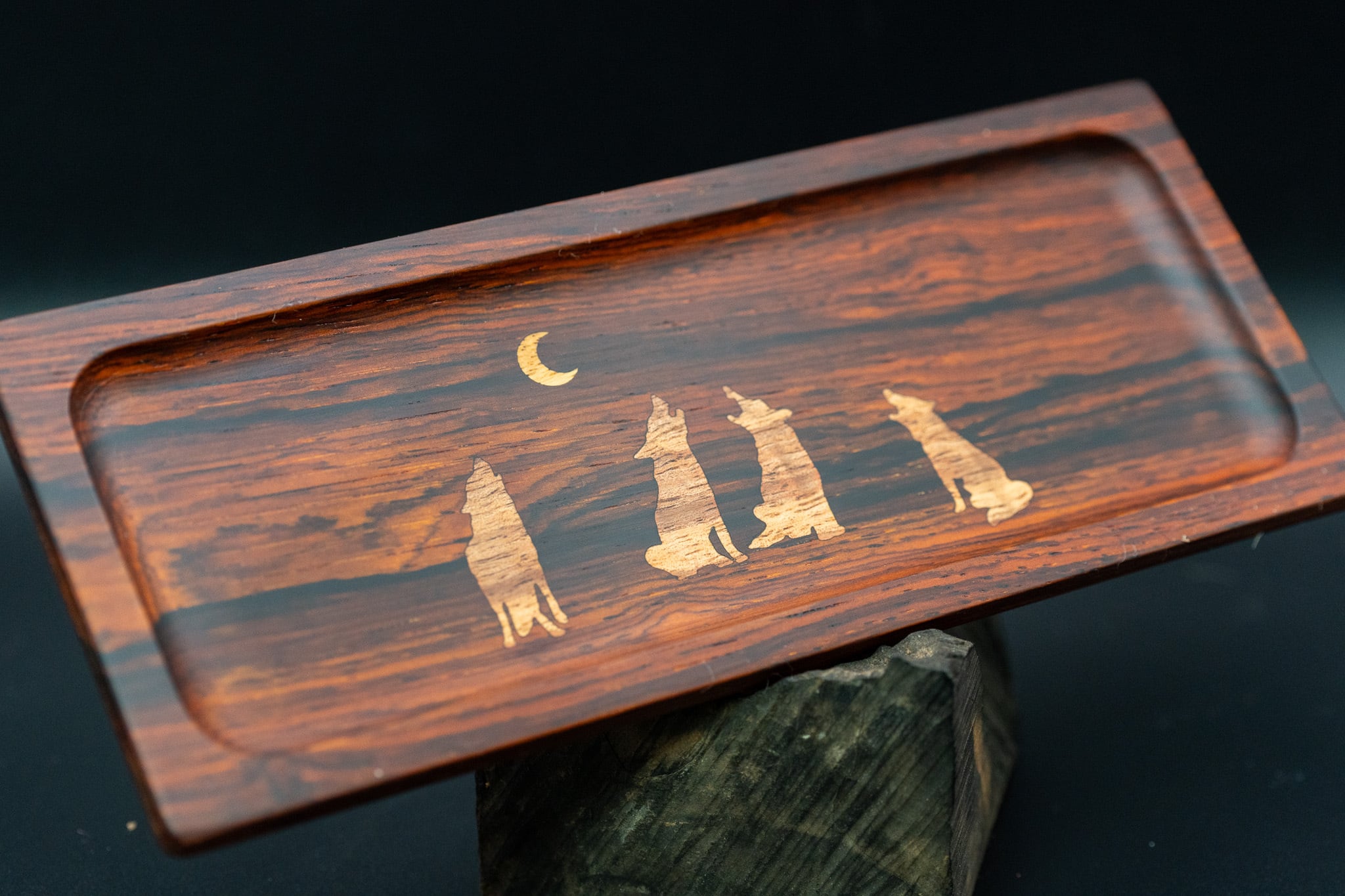 【 エスニックなローズウッド 】ココボロ ペントレイ 象嵌 月に吠える