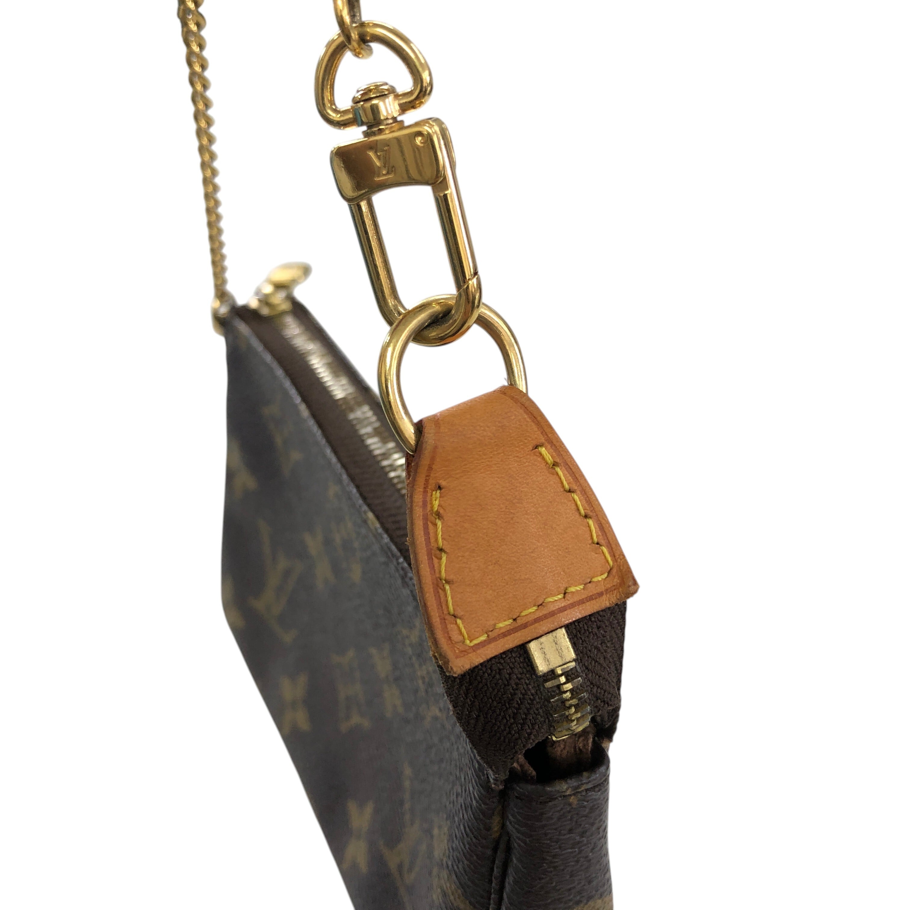ルイヴィトン モノグラム アクセサリーポーチ（ショルダーストラップ破損あり） LOUIS VUITTON ルイヴィトン モノグラム ハンドバッグ ブラウン PVC