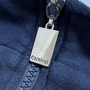 Carnival ハーフジップ スウェット ワンポイント 刺繍  ロゴ プルオーバー トレーナー 2XL ビッグシルエット ネイビー カーニバル US古着