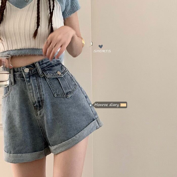 ジーンズ ハイウェストウェストルーズパンツ サマーショーツ 夏物 ブルマー モンロー51871999059