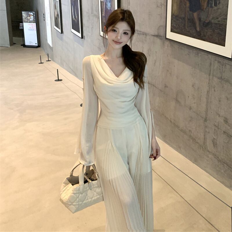 【set】オフショルダートップス×ワイドパンツセット M32774