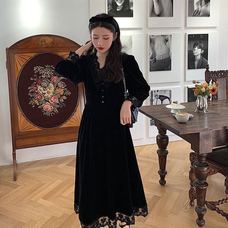 ベロアワンピース レディース 送料無料 ワンピース ドレス dress