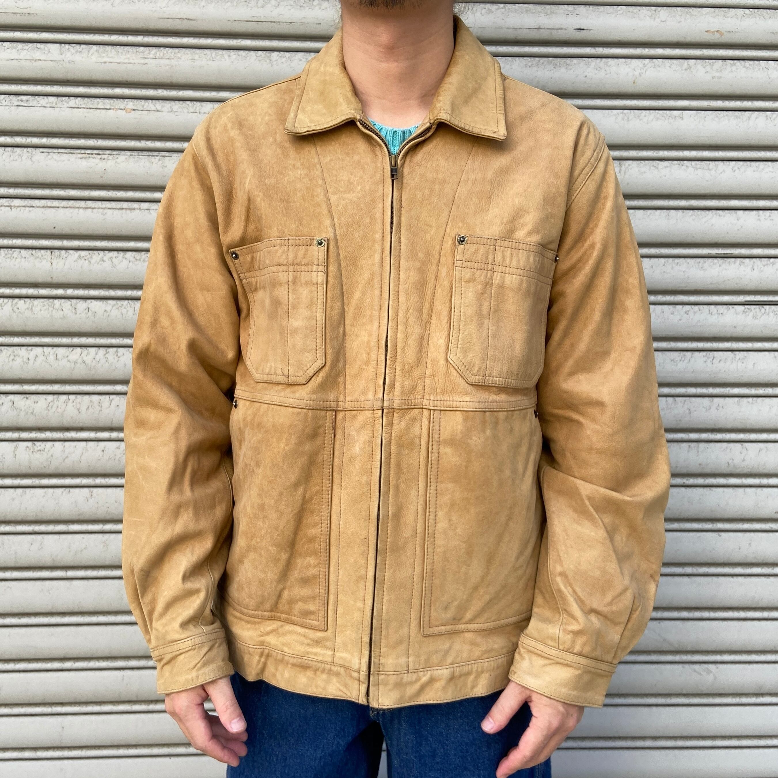 希少 レア 90s ORVIS オービス レザージャケット ベージュ L | 古着屋 Uan