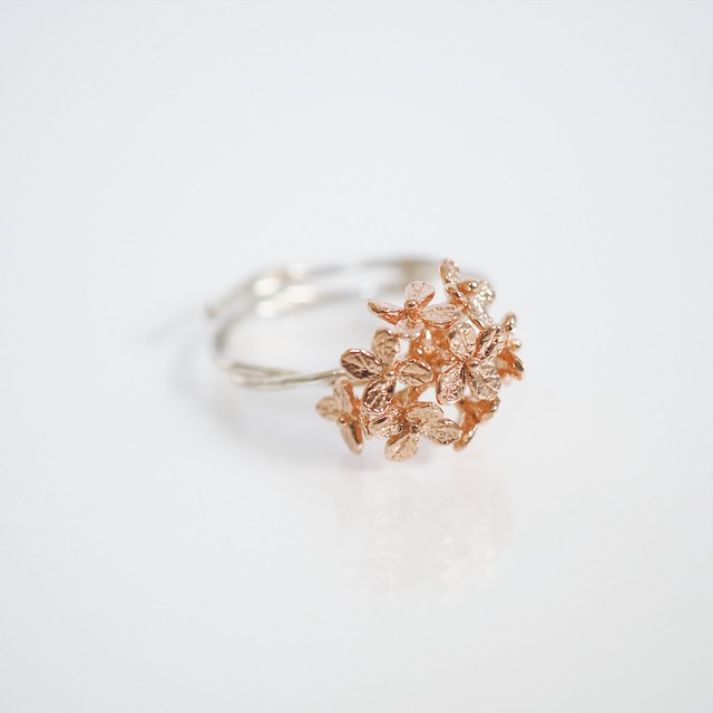 紫陽花のリング(silver×pink gold)