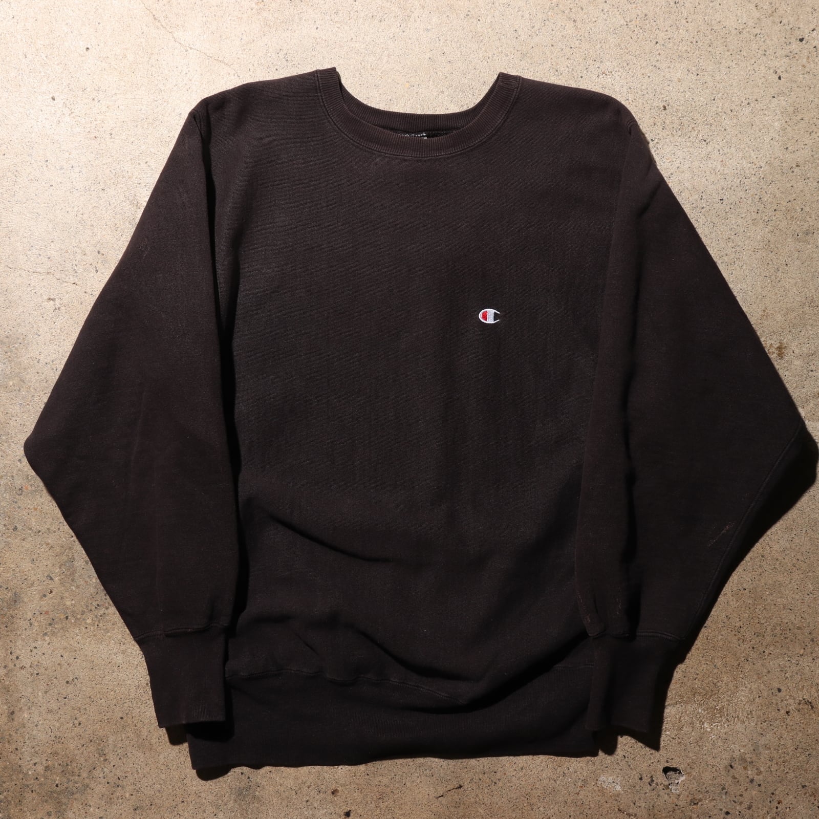 L 黒無地 90s USA リバースウィーブ チャンピオン スウェット ブラック  
