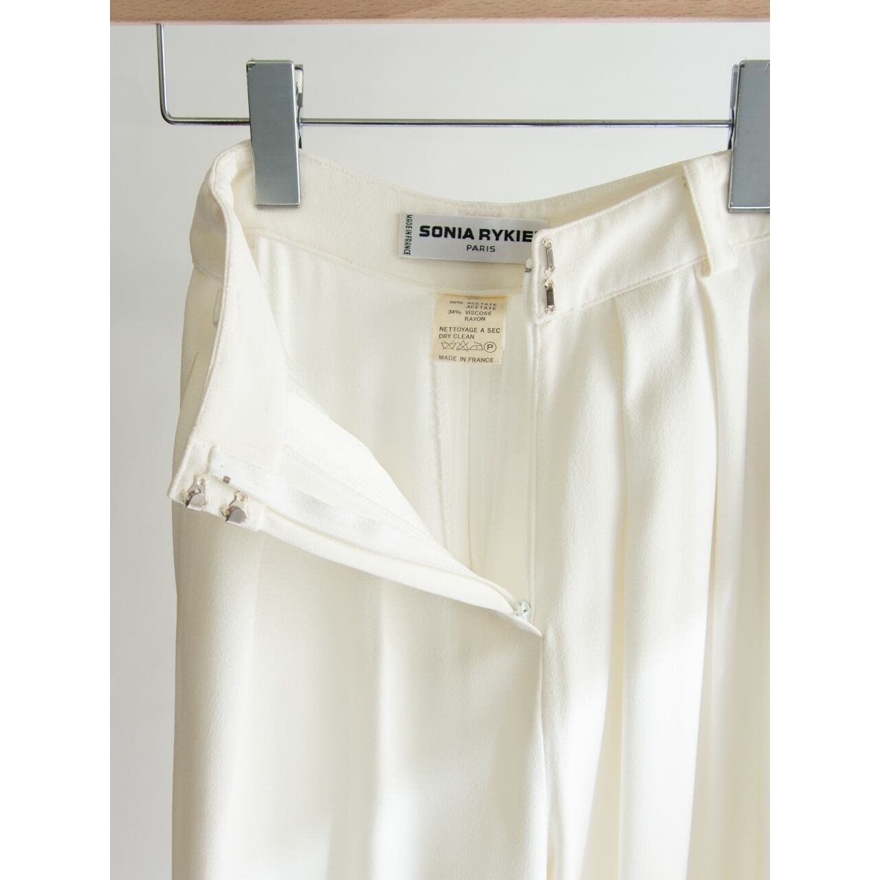 【SONIA RYKIEL】Made in France Acetate-Rayon 2tuck Pants(ソニアリキエル フランス製 アセテートレーヨン ツータックパンツ)