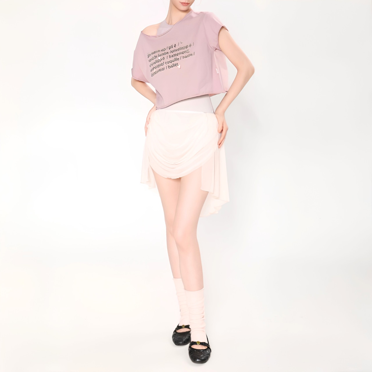 バレエワード クロップドTシャツ 2色展開 L1507