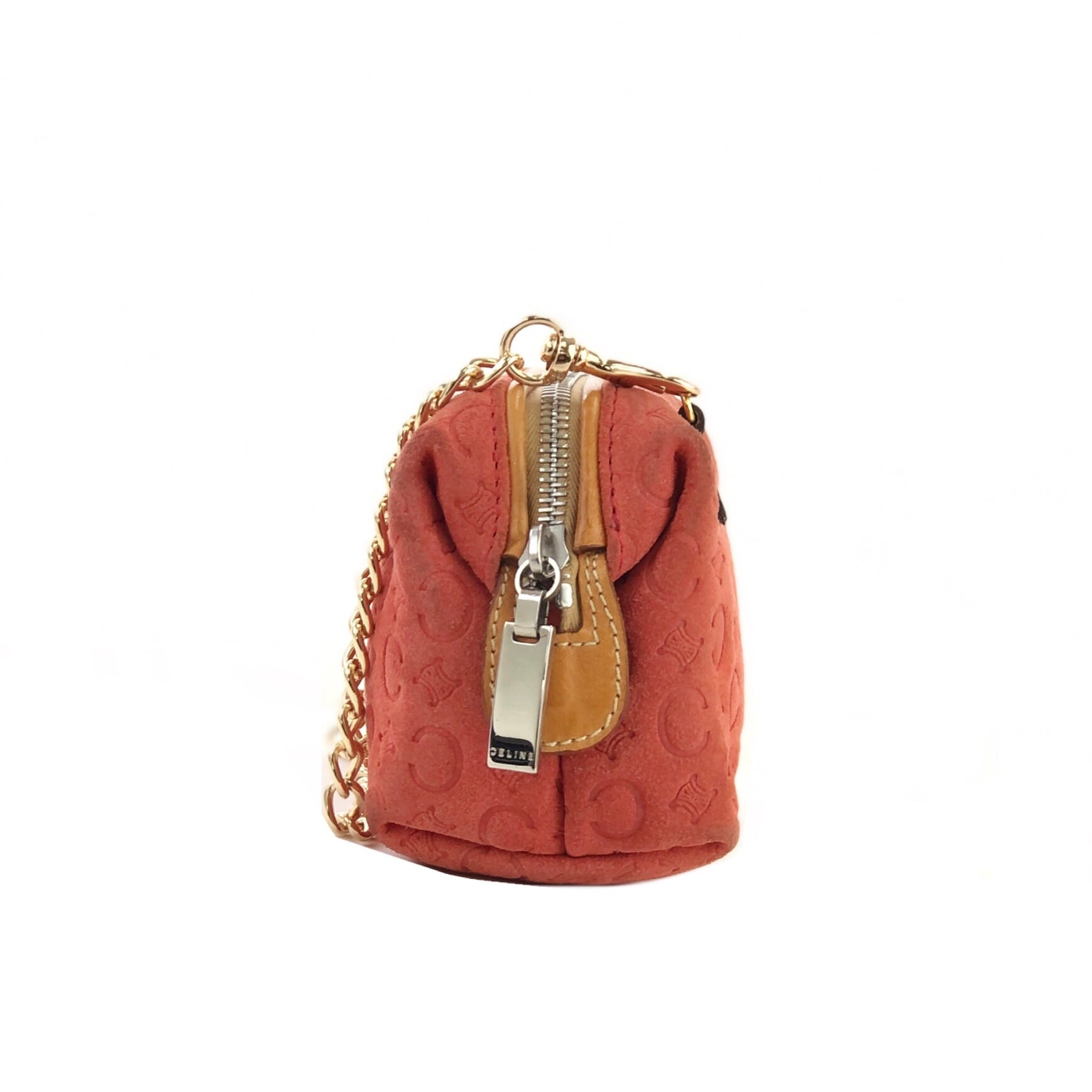 CELINE セリーヌ Cマカダム ヌバック ミニバッグ ハンドバッグ CHERRY