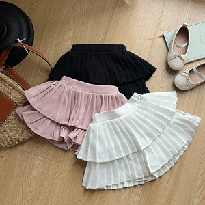 夏ドレープ感ダブルレイヤープリーツスカート