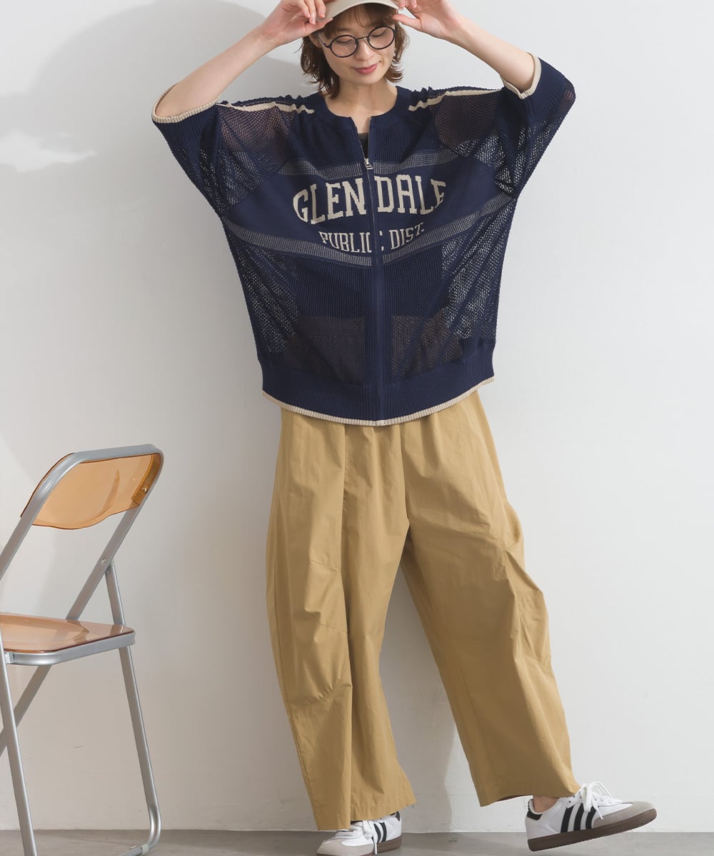 P261098 トラック透かし編みZIPジャケット / Openwork Knit Track Zip