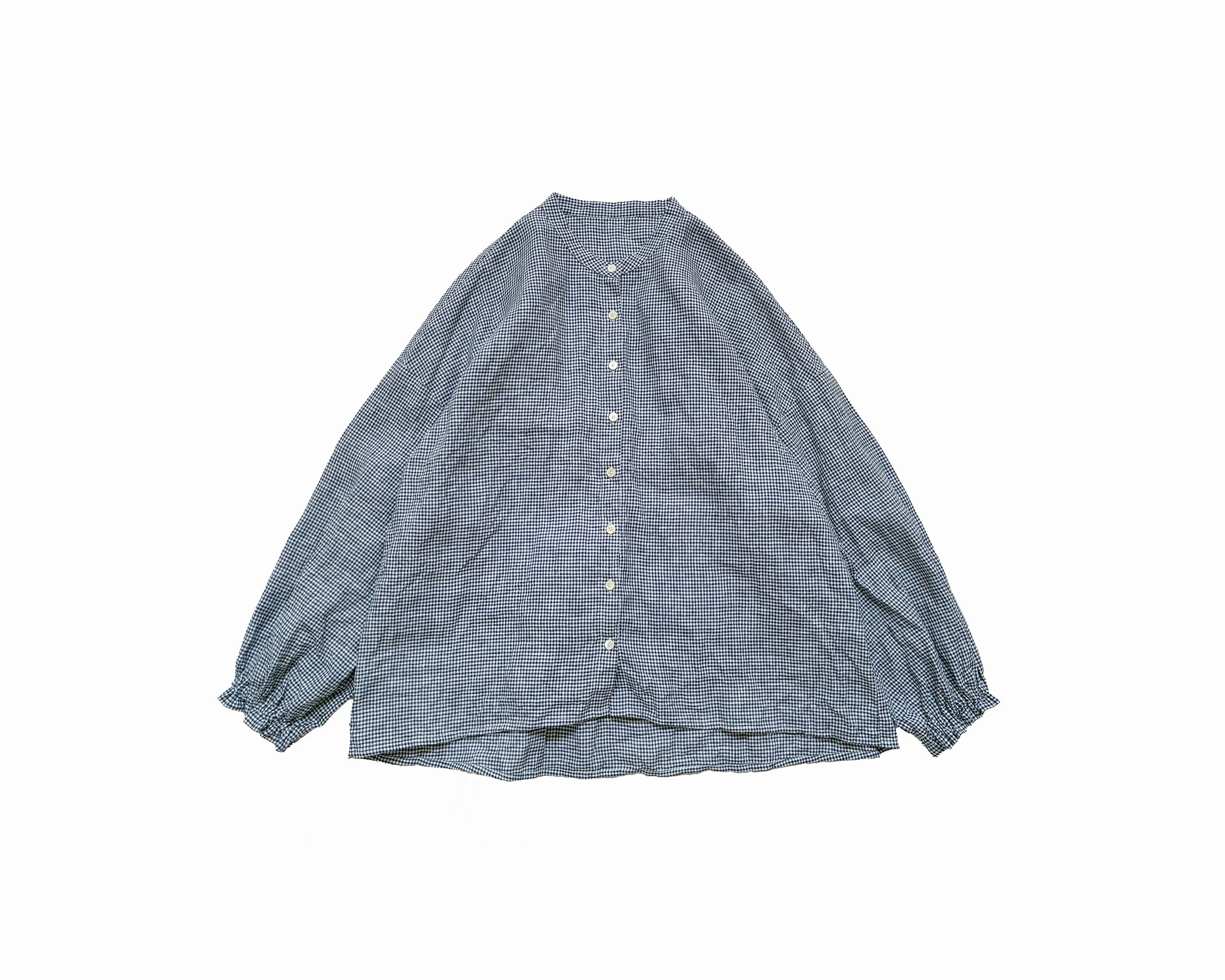リネンブラウス*ネイビーミニギンガム