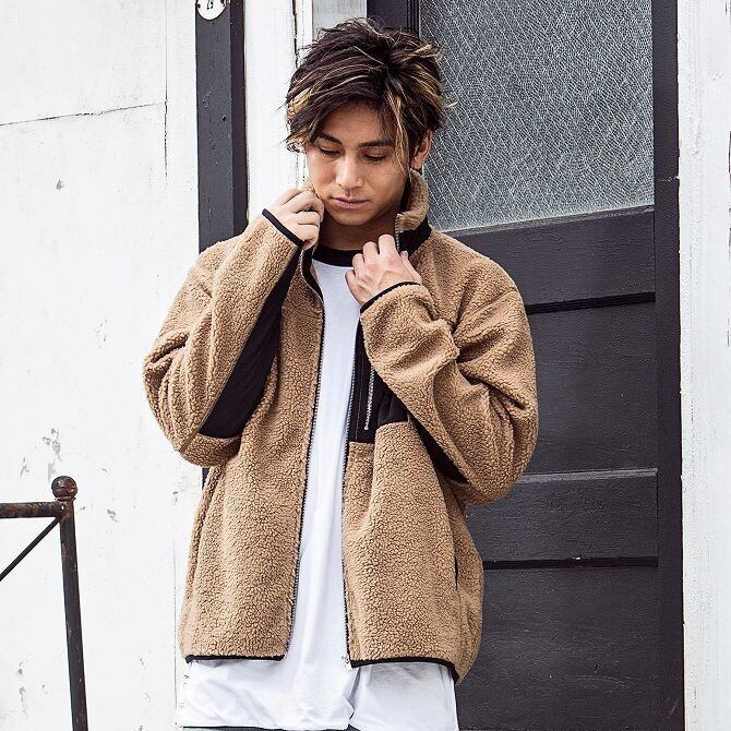 ほぼ未使用！blank ウエスタン風ベロアジャケット　 ブラウン　サイズ1 SALE44%OFF】163(イチロクサン) ボアフリースブルゾン(ベージュ