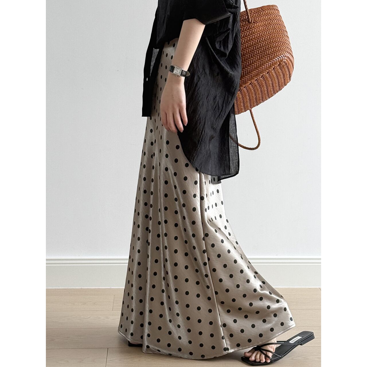 Polka dot draped skirt1861