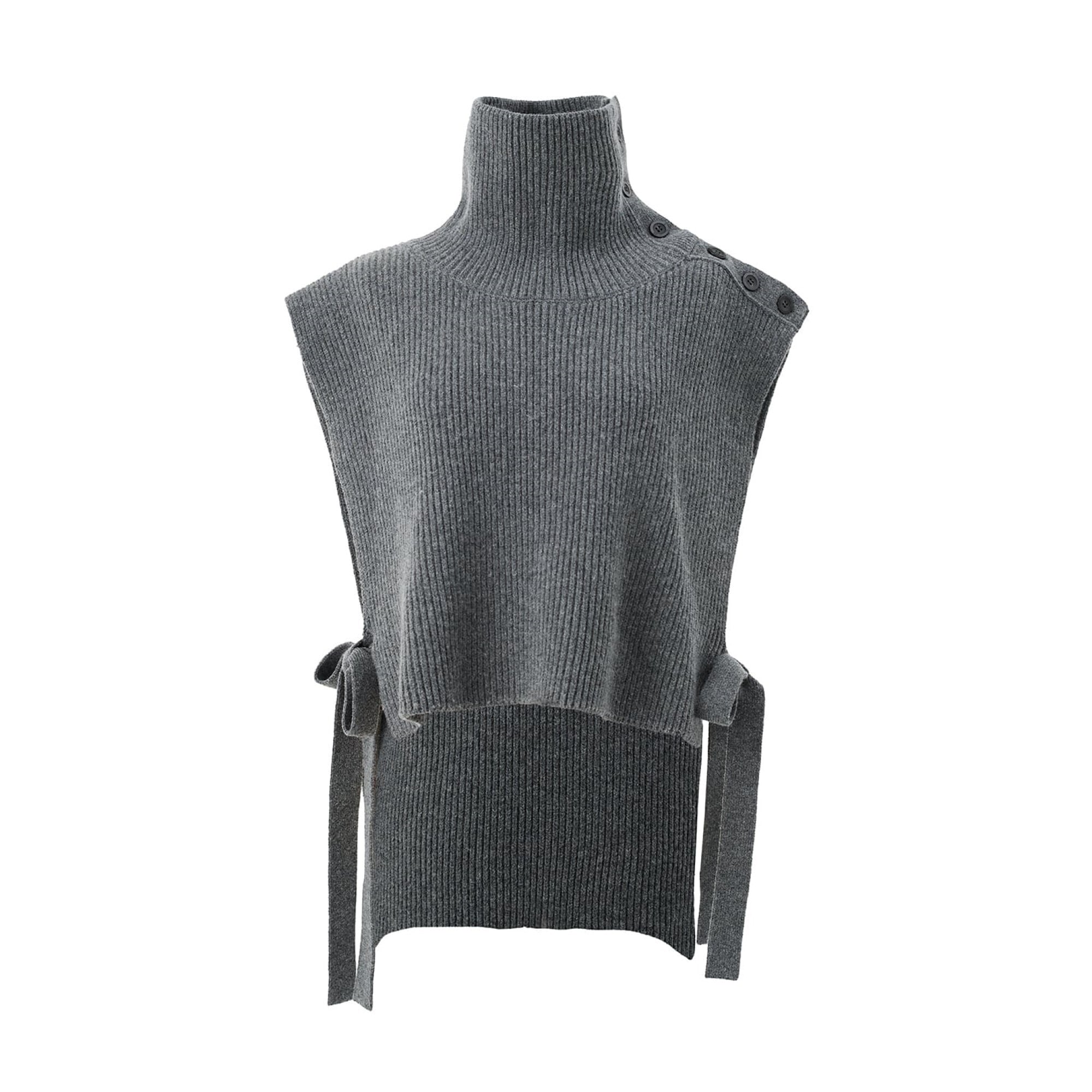 ノースリーブボタンダウンニット charre グレー | Cygne 