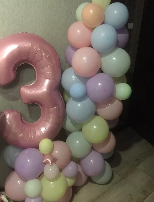 即納バースデーバルーン　マカロンカラー