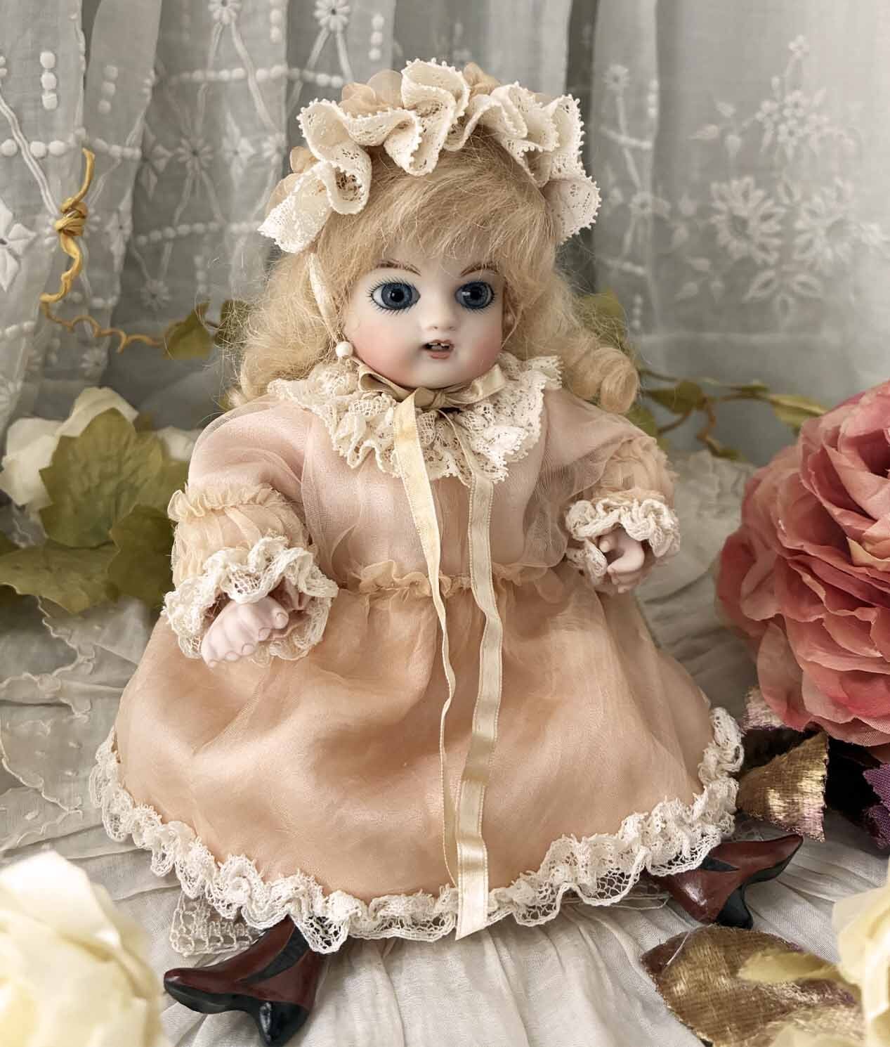完成ドール】ケストナー・レスラー/オールビスク/19cm/ピンクドレス/円