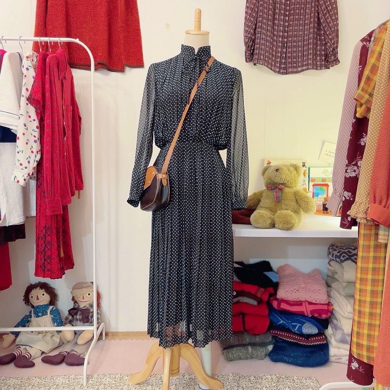 white dot pleats sheer one-piece