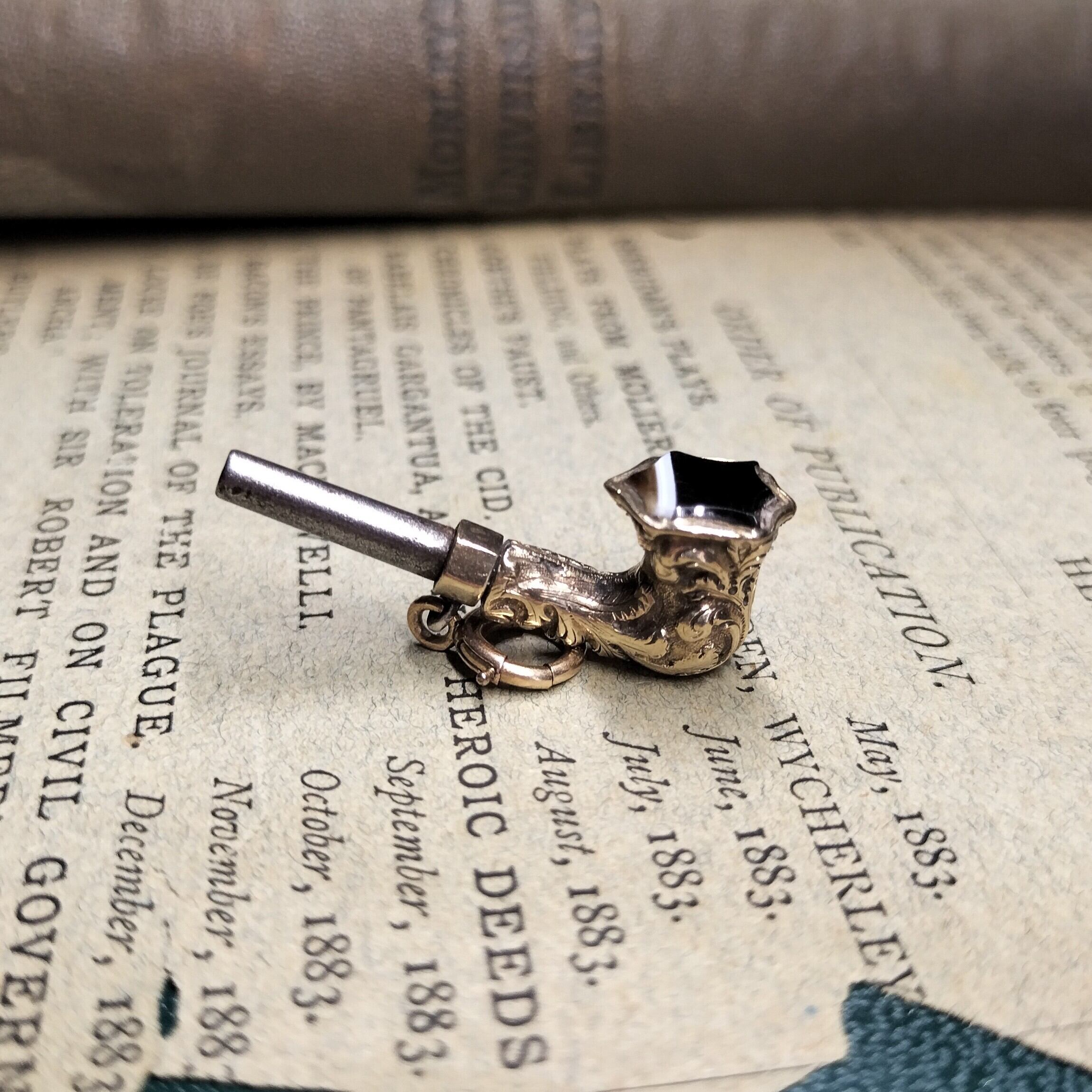 Antique Banded Agate Watch Key Fob