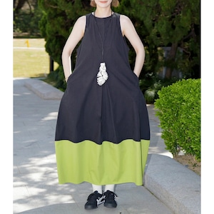 バイカラーpocket 付きコクーンワンピース (kai1191)