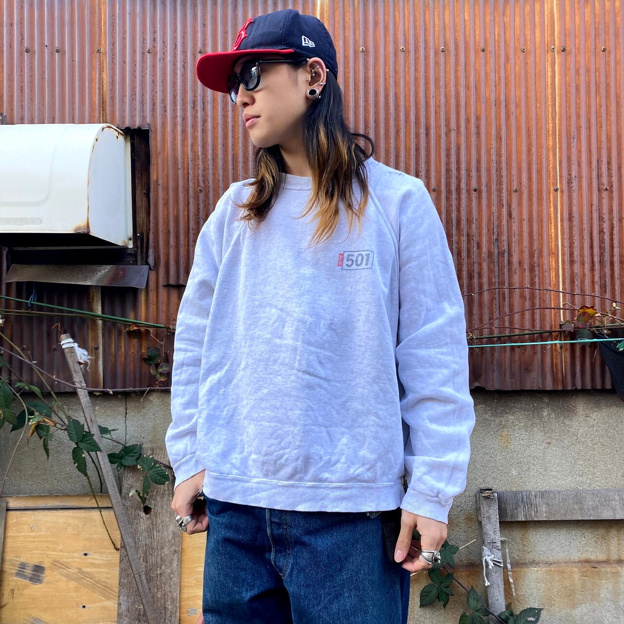 90年代 Levi's リーバイス 501 ロゴプリント スウェットシャツ メンズL 古着 90S ビンテージ ヴィンテージ  ライトグレー【スウェット】【FM1023】【SW20】【AN20】 | cave 古着屋【公式】古着通販サイト