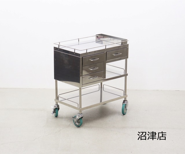 【沼津店】ステンレス 引き出し付き キャスター ワゴン シェルフ 収納 食器棚 モダン キッチン 展示台 メディカル 業務用 RHT25191