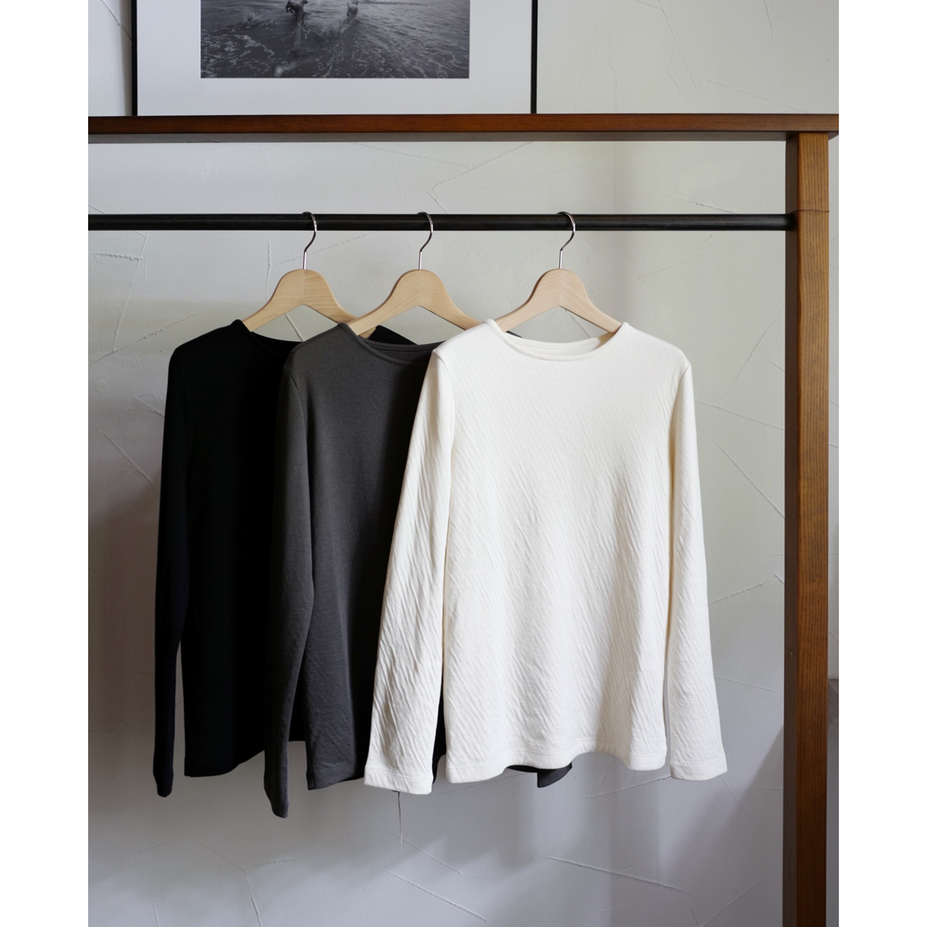 maison de soil | COTTON DOUBLE FACE CREW NECK L/SL T-SHIRTS (3colors)