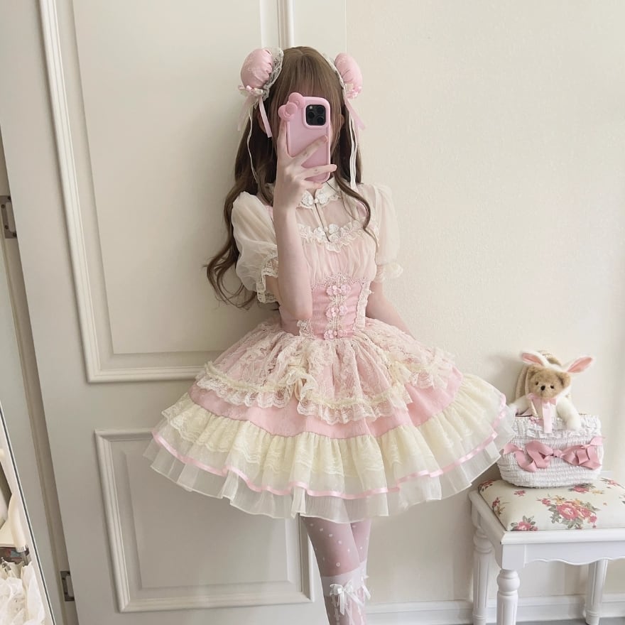 withU ゴスロリ セットアップ ジャンパースカート レース ゴスロリ通販 With U セットアップ シャツ ジャンパースカート