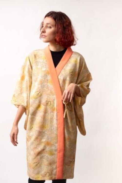 #95 Kimono jacket made from japanese silk kimono