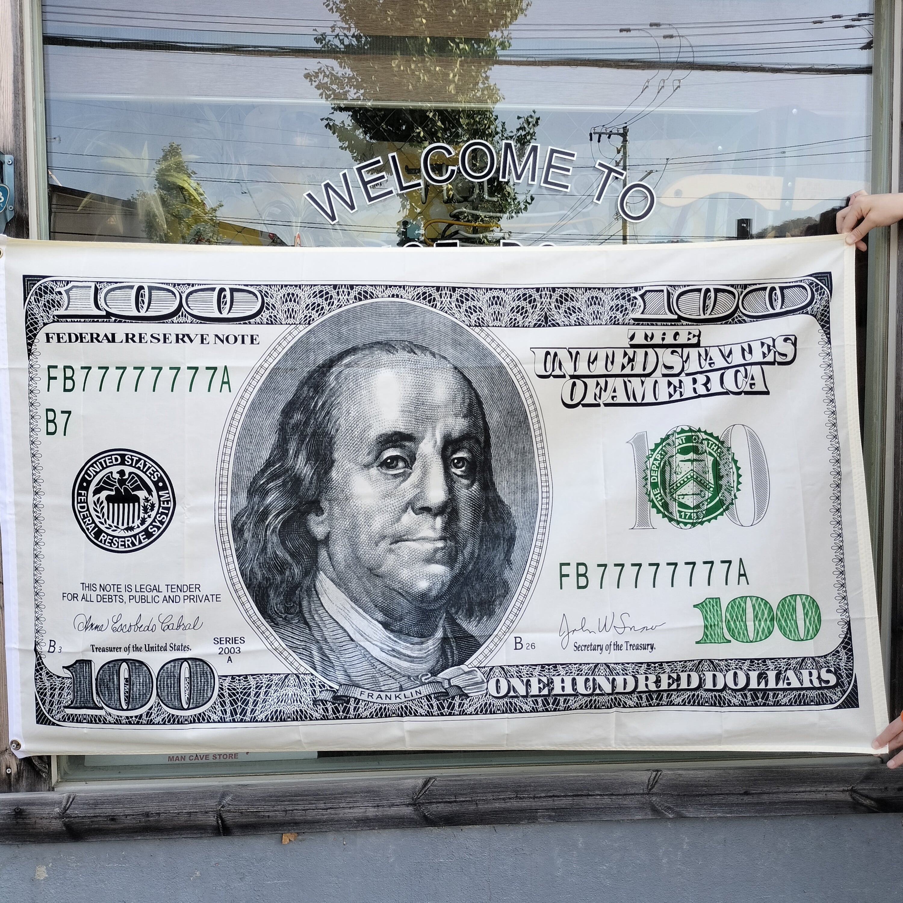 ビッグサイズ◆ガレージフラッグ・タペストリー 100ドル札◆アメリカン バナー ディスプレイ
