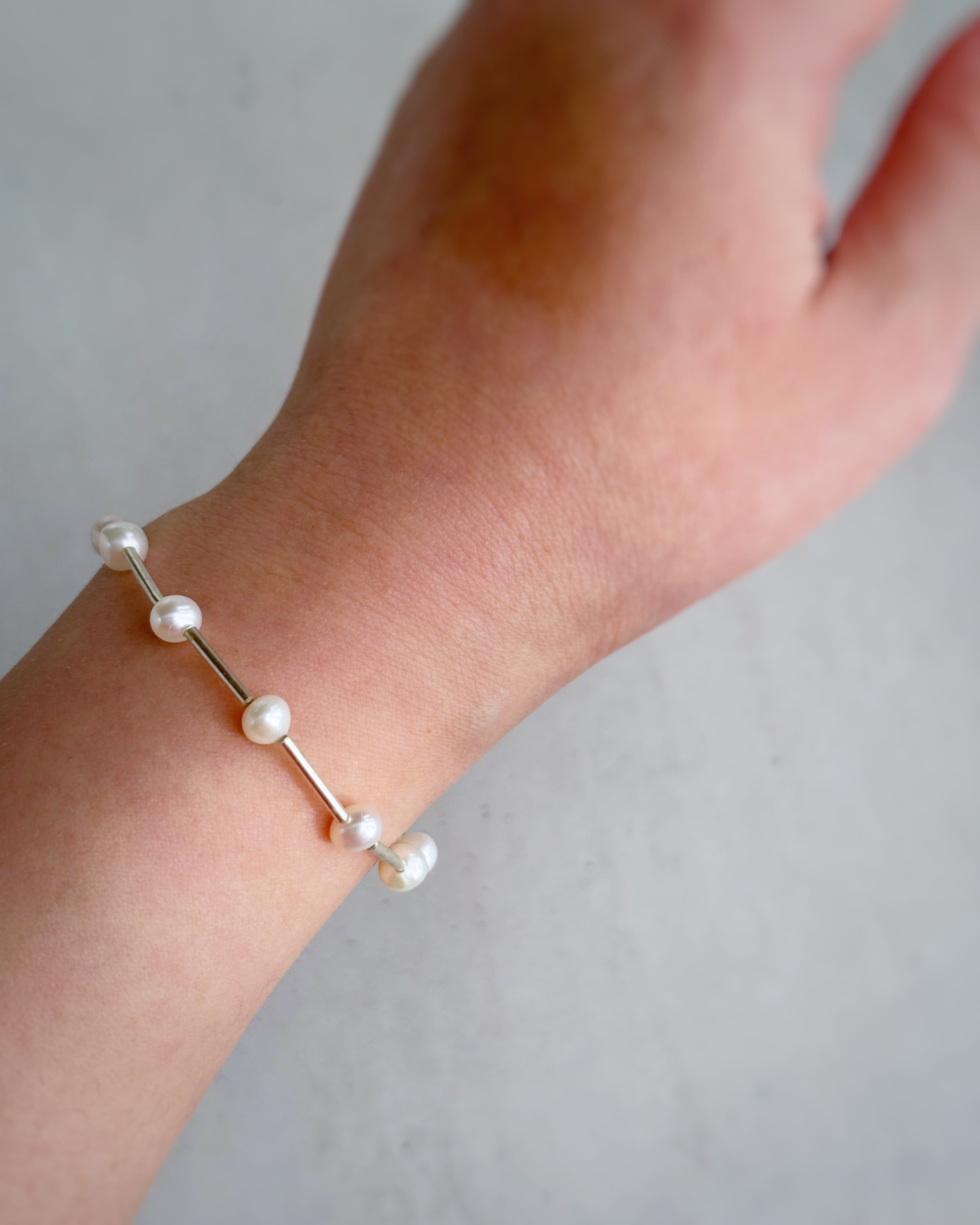 【再販】Tube & stone bracelet(淡水パールS)