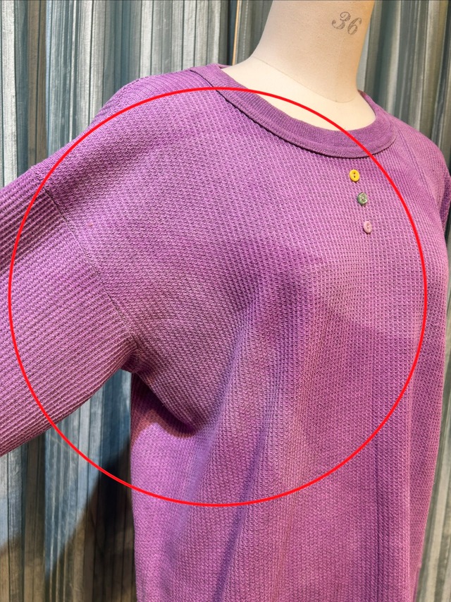garment dye thermal  purple＆yellow button