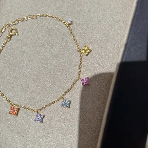 金アレ対応 カラフルフラワーのきらきらネックレス&ブレスレット(0988)