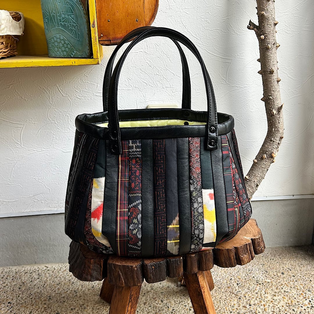 革と古布のバッグ | Atelier LeatherN - レザークラフト「ナホの手作り