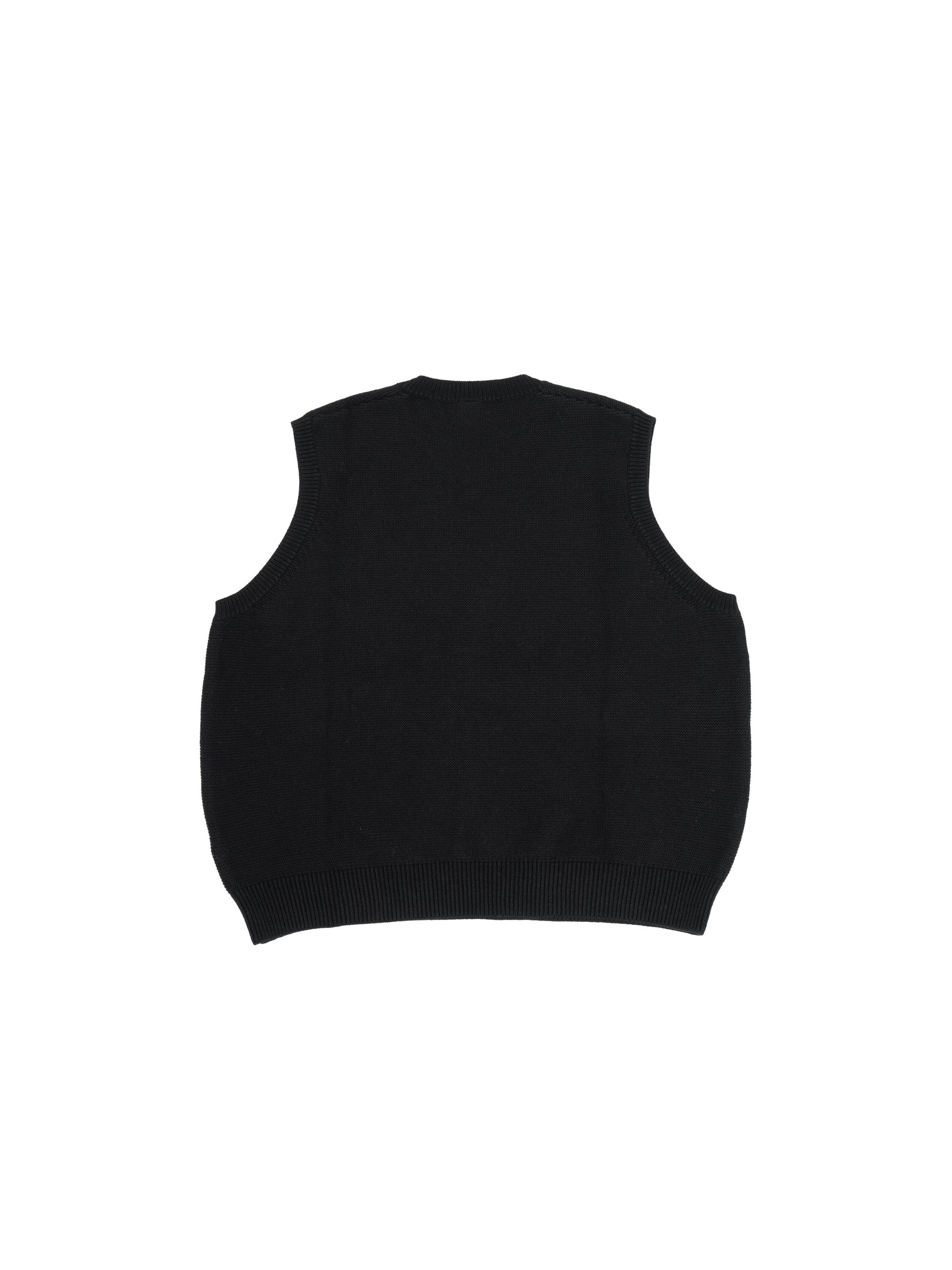 Cotton Wool V-neck Knit Vest (black) | OVY
