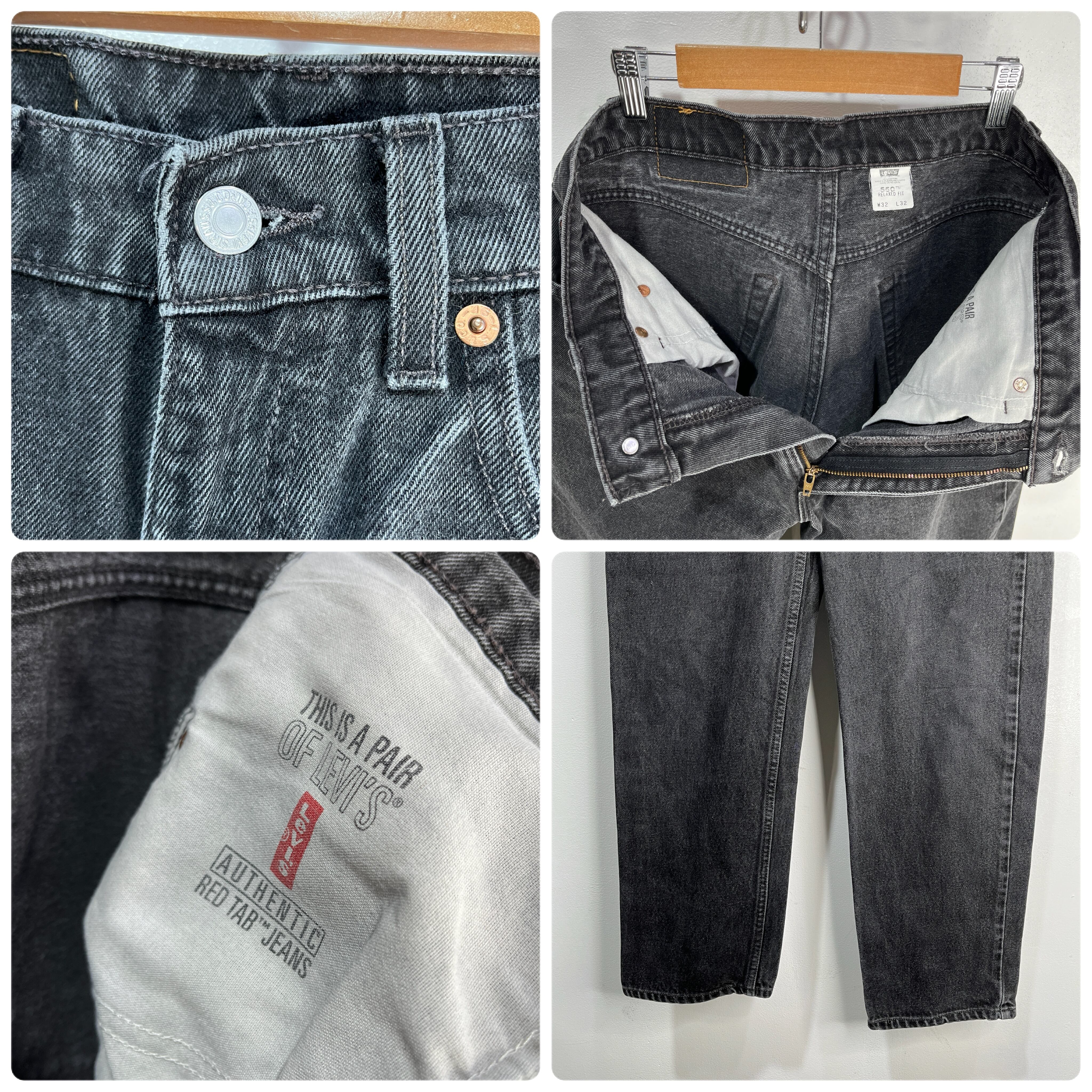 送料無料』 Levi's リーバイス 550 ブラックデニムパンツ 先染め W32