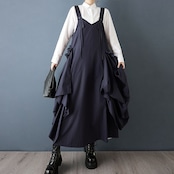 アシンメトリー ドレープ サロペットスカート 00274