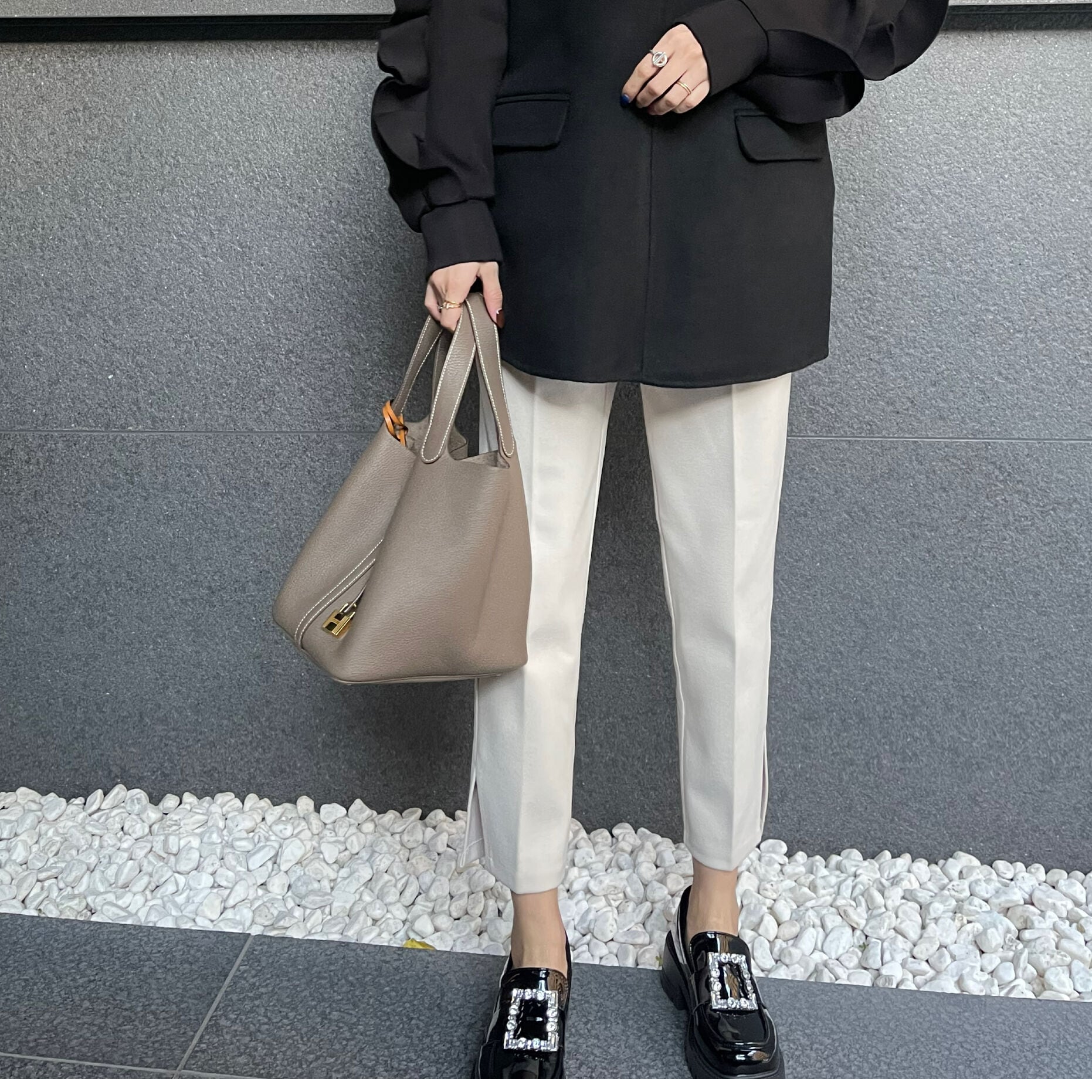 ◆即納◆ぬくぬくアンクルスリットパンツ(ご注文から1-4営業日でお届け)