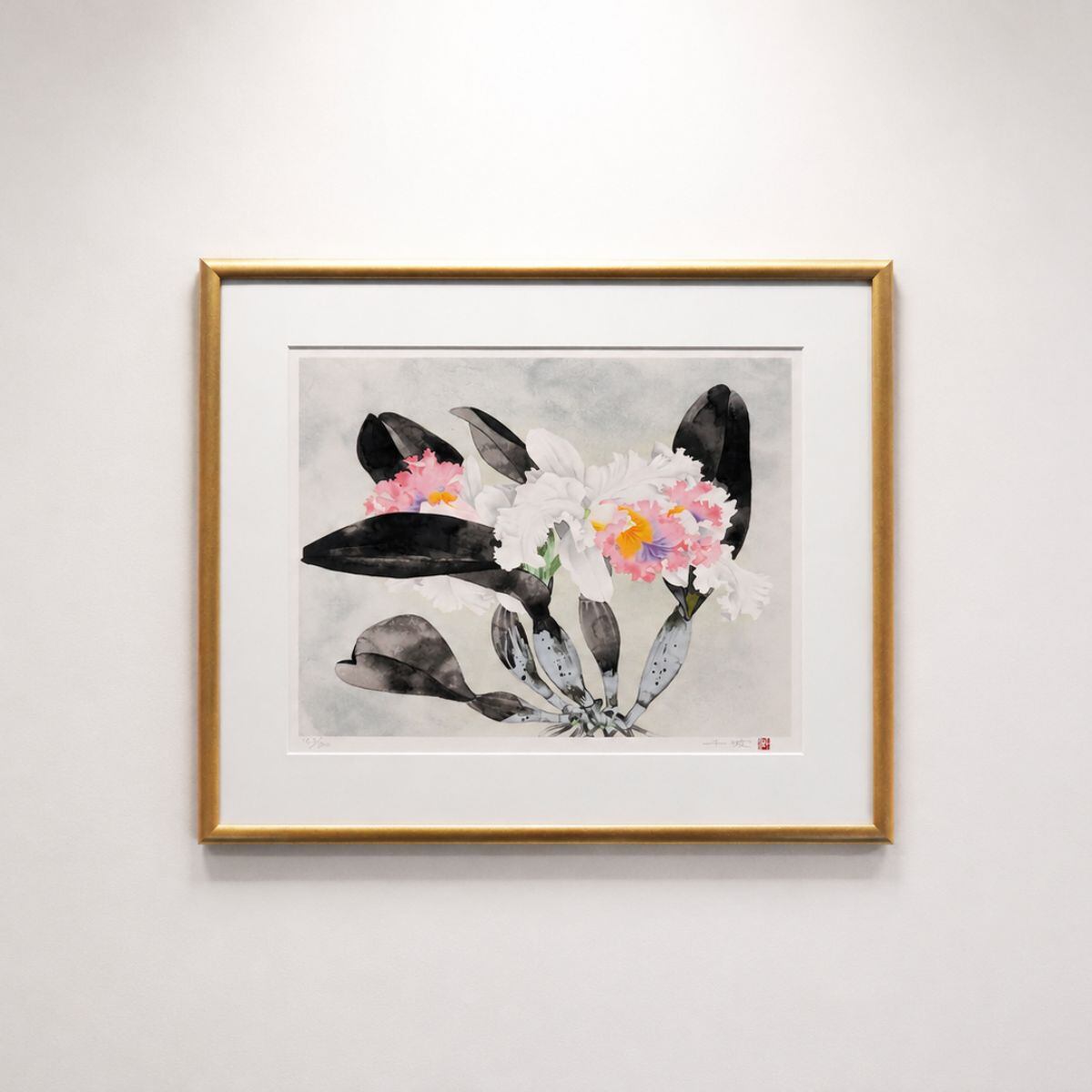 絵画 中島千波 かとれあ リトグラフ 版画作品 静物画 花 西洋蘭 作家