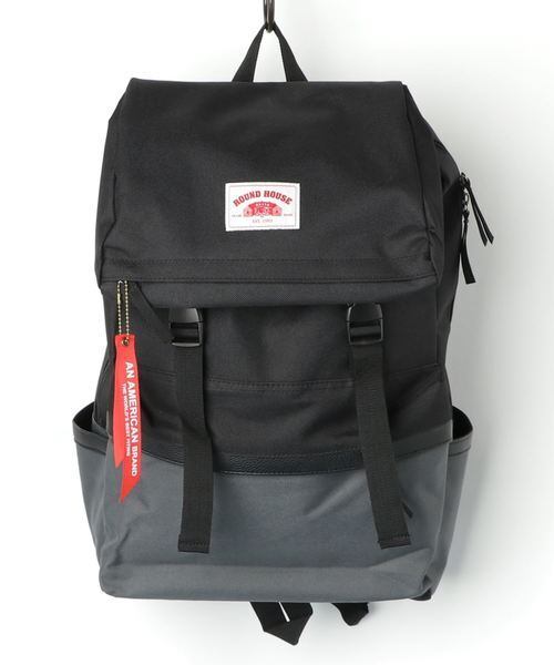 ROUND HOUSE(ラウンドハウス) フラップリュック バックパック ブラック/チャコール RH-002