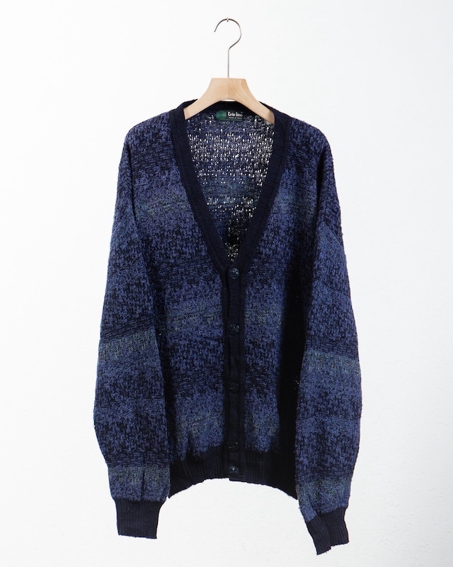 design wool knitted cardigan / Made In ITALY / From EUROPE / COLOR:NAVY × BLACK