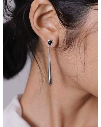 【CHIGNON】[0055-341/342SH] オニキスロングドロップピアス/イヤリング