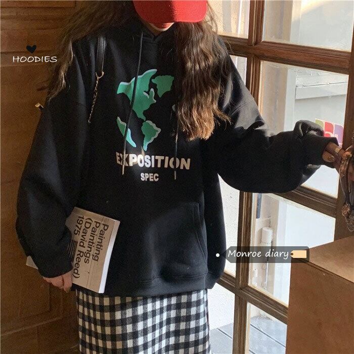 フードセーター ルーズオータムウィンターベルベットジャケット 秋物 冬物 モンロー85957463550