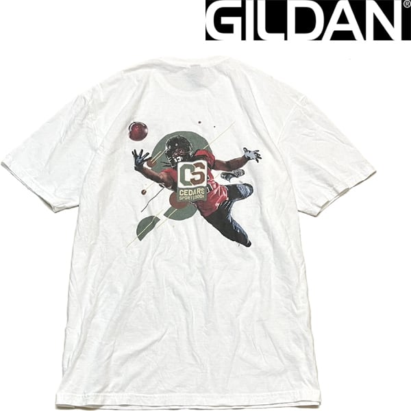 1点物◇ギルダンGILDANバックプリント白Tシャツ古着メンズL