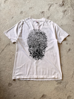 00s SUPREME/07AW Finger Print Tee/L/指紋プリントTシャツ/グラフィックプリント/ホワイト/シュプリ－ム