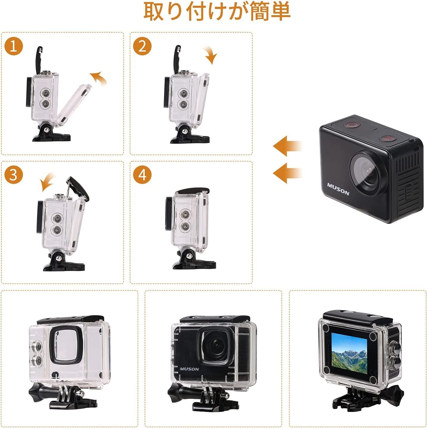 4568 ウェアラブルカメラ アクションカメラ Wi-Fi機能とリモコン付