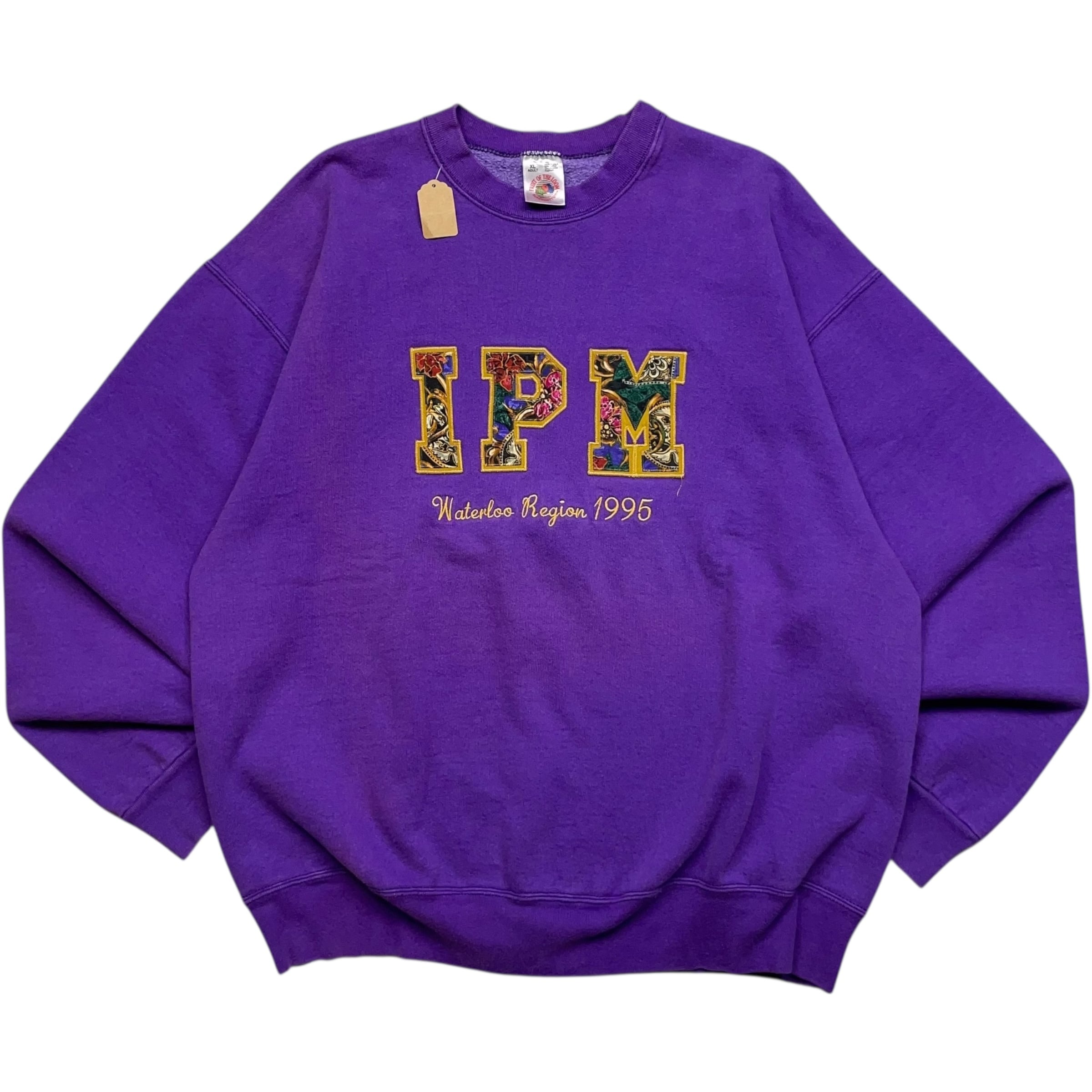 《XL》 FRUIT OF THE ROOM フルーツオブザルーム スウェット 刺繍デザイン パープル USA製 90年代 vintage no.9439