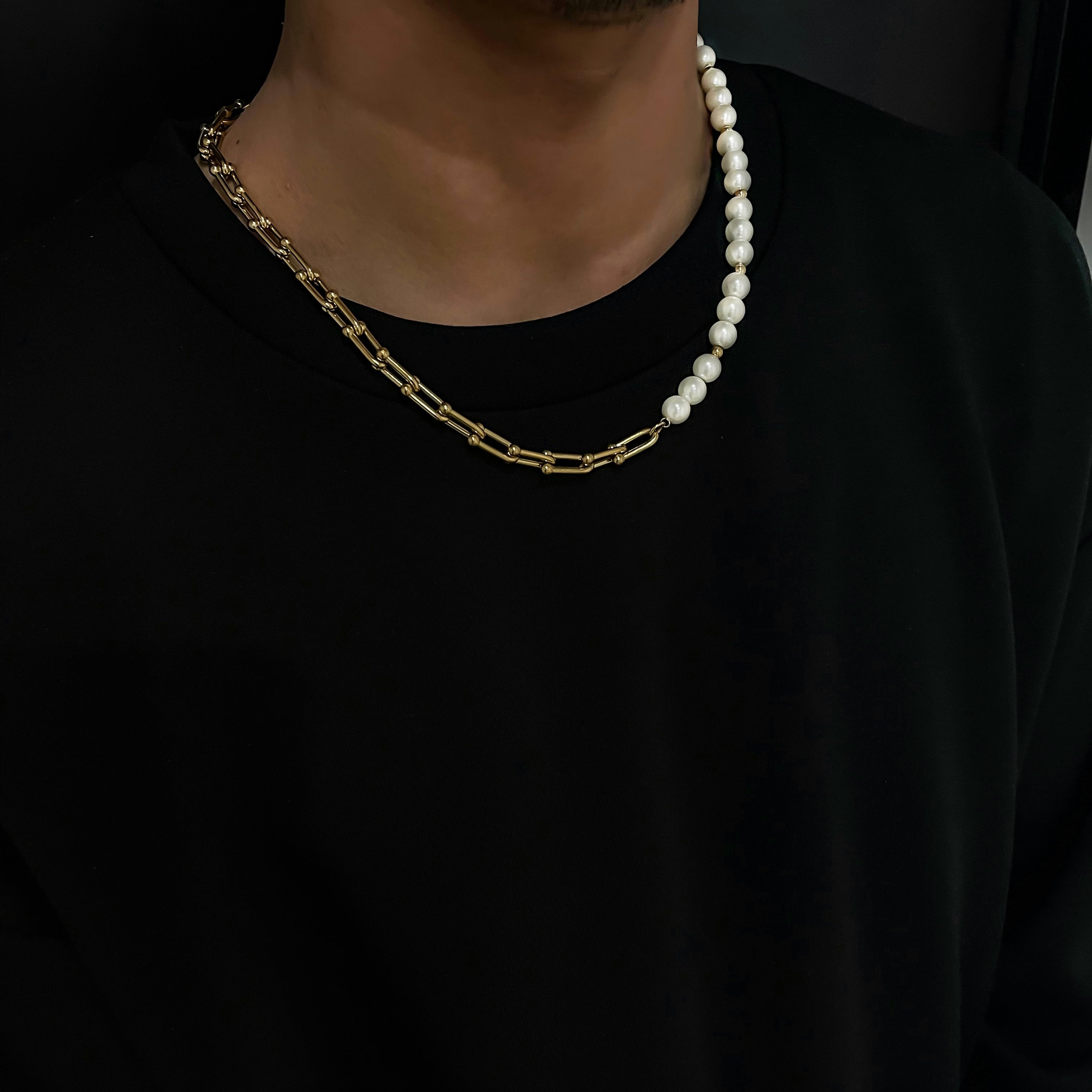 316L pearl × hard ware chain necklace | ✯Lucliss Jewelry✯